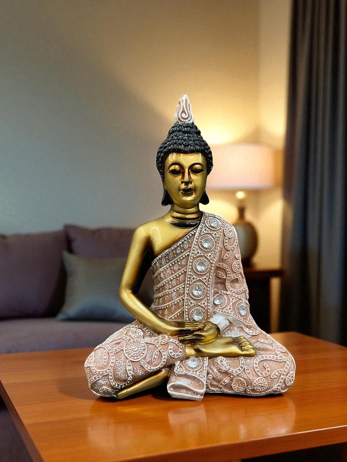 Serenity Glow – Crystal Adorned Meditating Buddha Idol