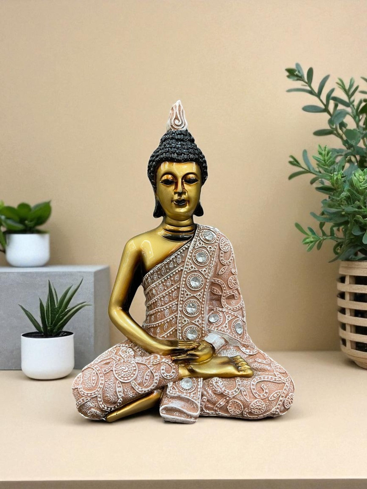 Serenity Glow – Crystal Adorned Meditating Buddha Idol